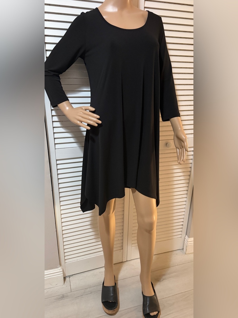 Clara Sun Woo Black Swing Dress Asymmetrical Hem Size Small